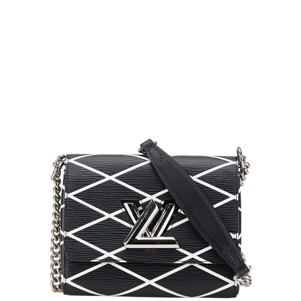 Louis Vuitton Epi Twist Chain Shoulder Bag Noir Black White Leather